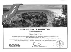 Monaco attestation Direction tourisme